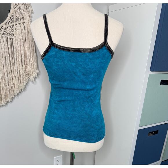 Women's Patchwork Hand-dyed Embroidered 100% Cotton Botanical Tank Top Shirt Med - Picture 2 of 6